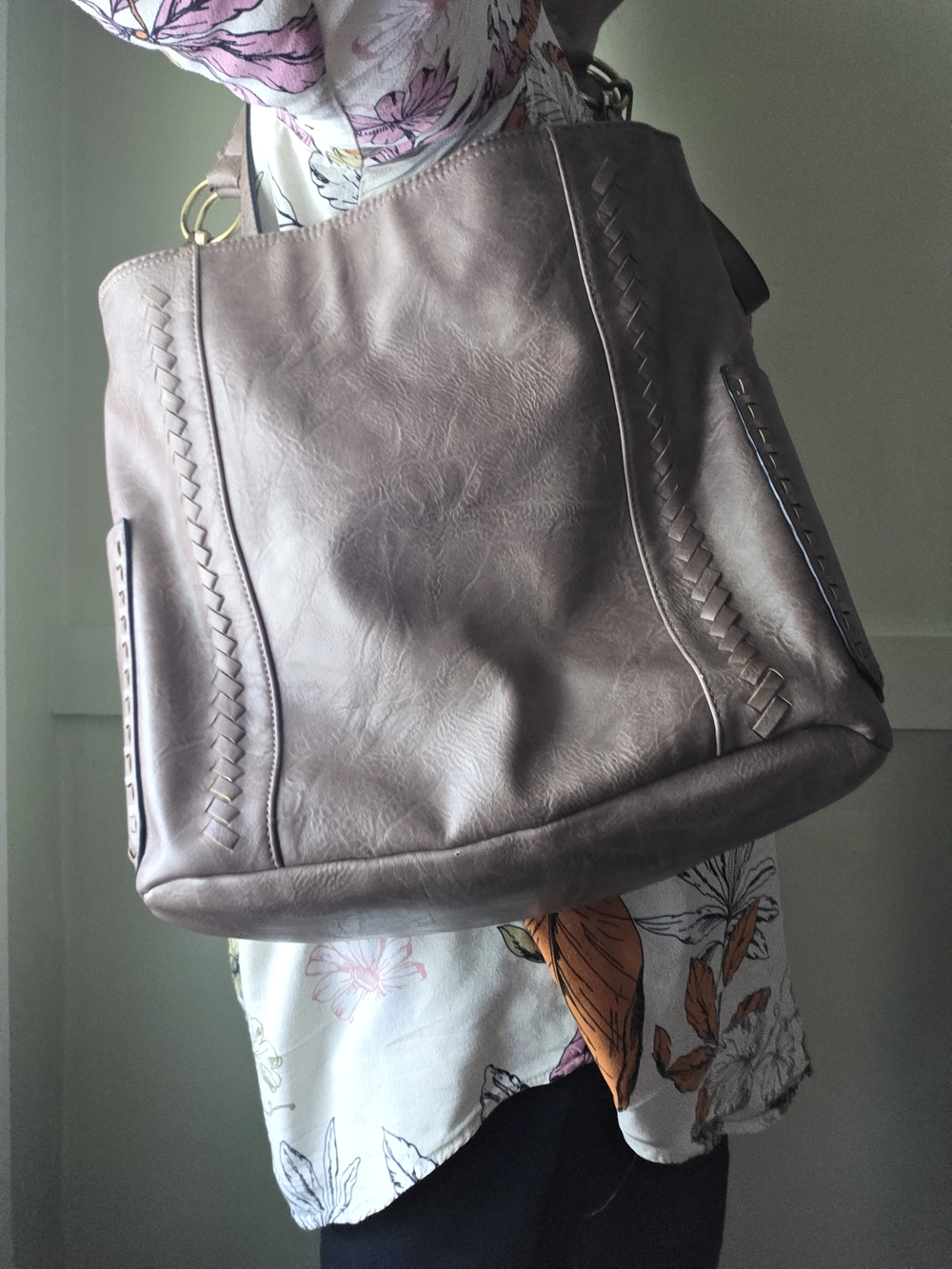 Soft Taupe Leatherette Women's Tote Bag - Elegant Everyday Carry